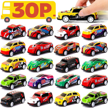 Azen 30 Pcs Pull Back Cars Party Favors For Kids 4-8 8-12, Mini Vehicles Toy Bulk, Party Favor Race Cars Toys, Goodie Bag Stuffers For Birthday Party