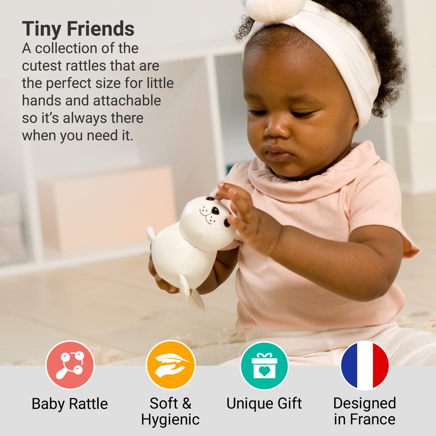 Little Big Friends Tiny Friends | Rattle Toy | Special Stuffed Animal | Easy To Clean | Elliot The Seal