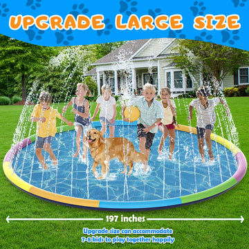 16FT Toffos Large Splash Pad, Sprinkler for Dogs and Kids, 0.5mm Thickened Durable and Foldable Large Pool, Colorful Summer Outd