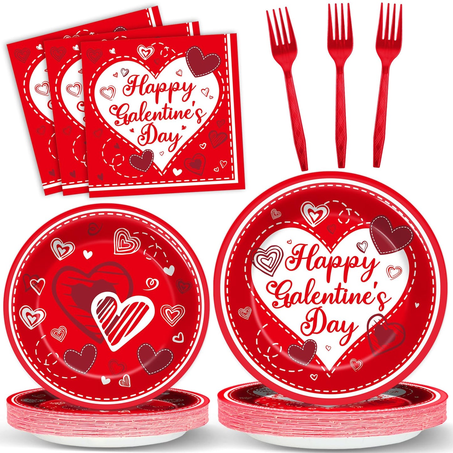 gisgfim 96Pcs Galentines Day Party Plates and Napkins Happy Galentines Day Red Supplies Gals Tableware Dinnerware Set Valentine