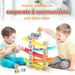 Belleur Montessori Toy for 1-3 Years Old Boys and Girls, Kid Wooden Race Track Car, Toddler Ramp Racer Set with 5 Mini Cars & 5