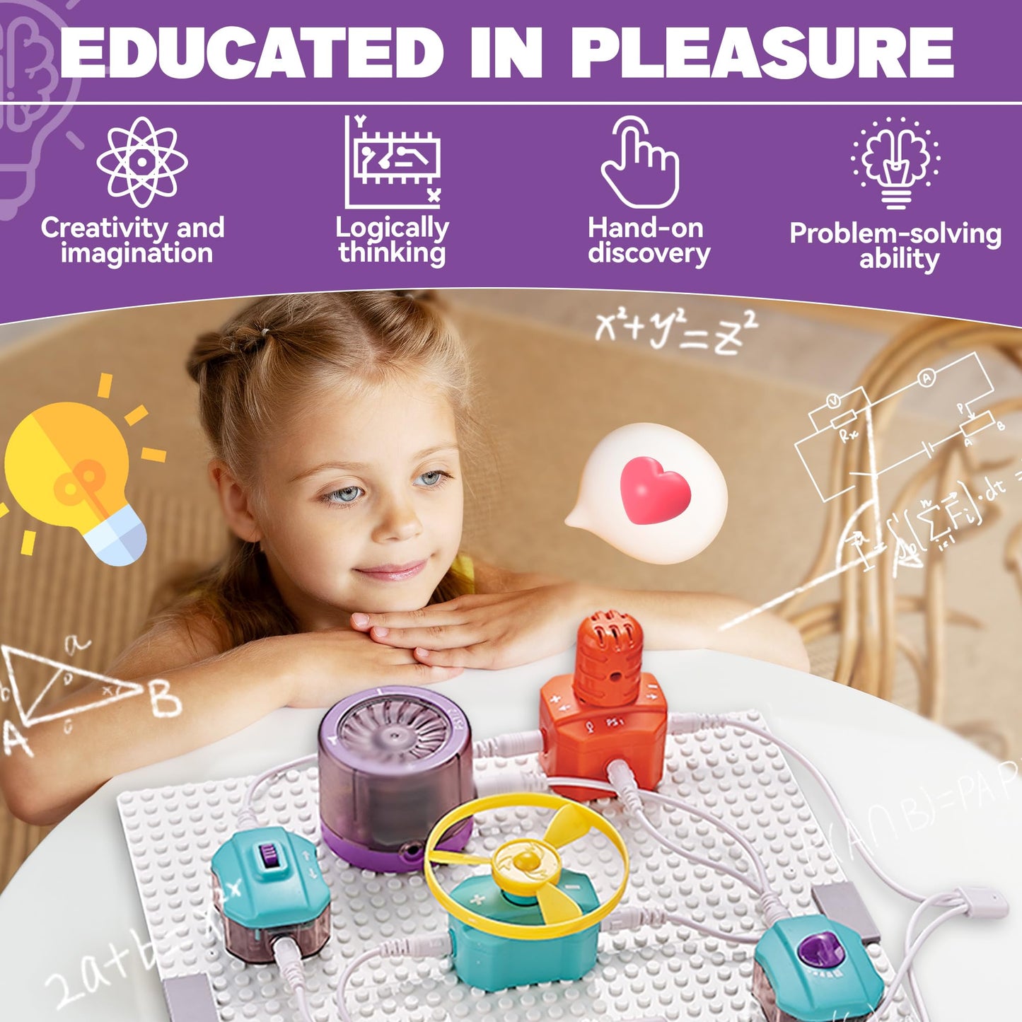 Circuit Board For Kids, Smilesskiddo 45 Pcs Diy Electronics Exploration Kit With 100+ Projects, Physics Science Experiments Kit,