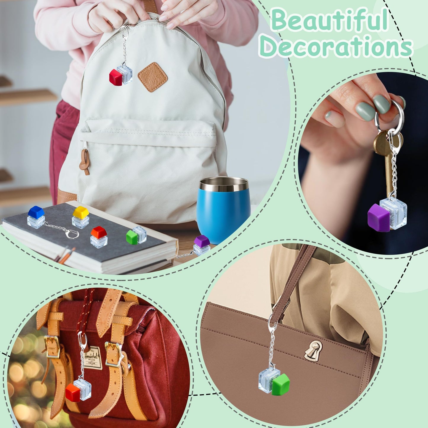 6 Pack Keyboard Fidget Toy Keyboard Fidget Keychain Keyboard Decompression Button Finger Clicker Toys  Button Stress Relief Fidget Gifts for mature-themed to Relief Stress (Mix Bright)