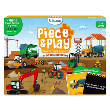 Skillmatics Floor Puzzle & Game - Piece & Play Construction Site, Jigsaw & Toddler Puzzles, Educational Toy, Gifts For Boys & Girls Ages 3, 4, 5, 6, 7 (48 Pieces, 2 X 3 Feet)