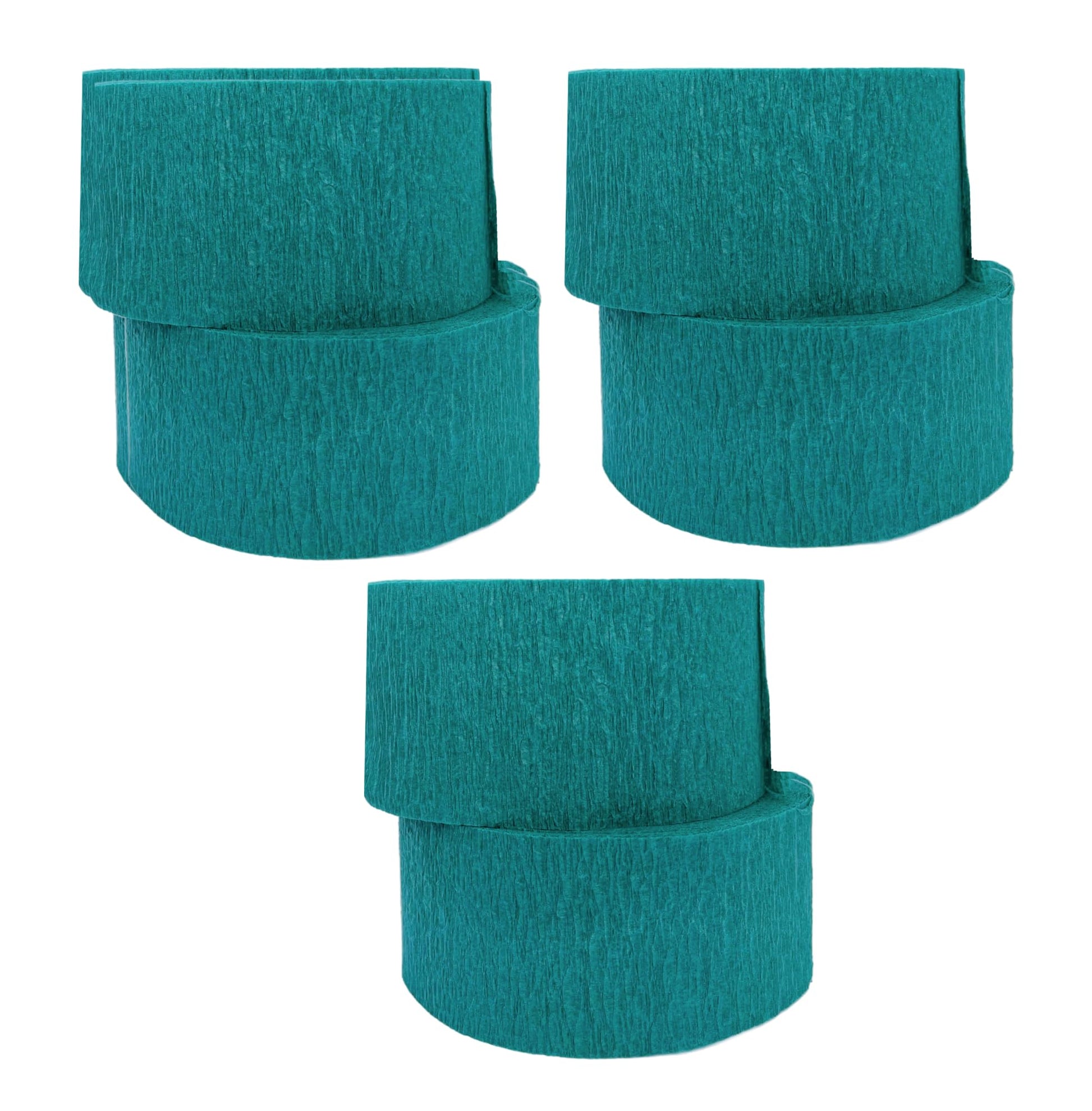 USA-Made Teal Crepe Paper Streamers, 6 Rolls, 435 Feet Total