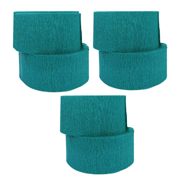 USA-Made Teal Crepe Paper Streamers, 6 Rolls, 435 Feet Total