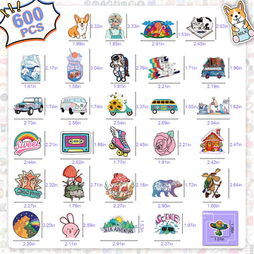 Arme 600 PCS Waterproof Vinyl Stickers Pack - Colorful Designs for Water Bottles, Skateboards, Notebooks - Multicolor