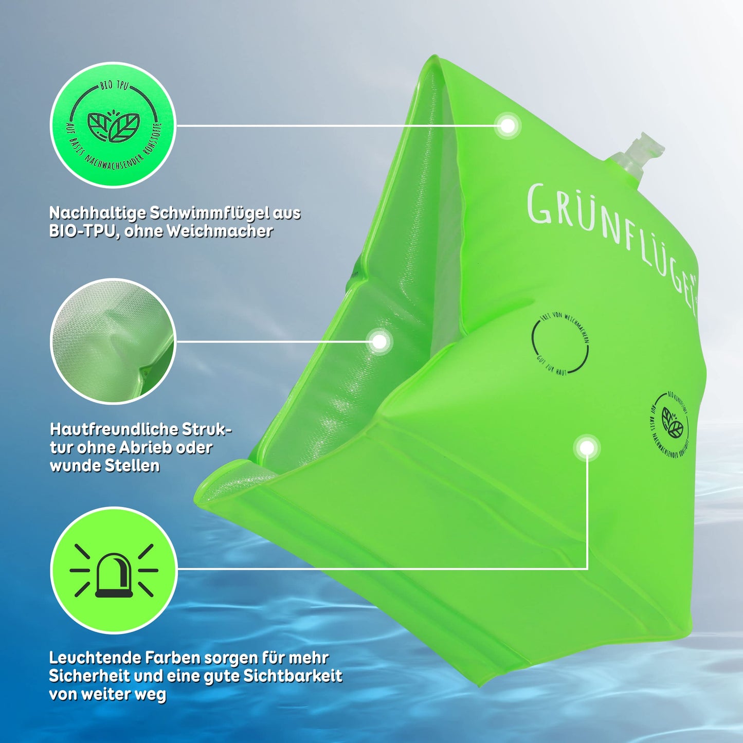 Grnflgel Toddler Arm Floaties 1-6 Years Old - Bio-Tpu I No Plasticisers & Skin-Friendly | Kids Water Wings For Kids 1-3 3-5 4-5