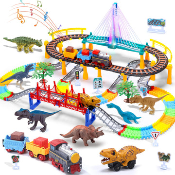 Toddler Train Set Toy, Electric Train Track & Dinosaur Track Toy For 3 4 5 Years Old Kids, Boys And Girls