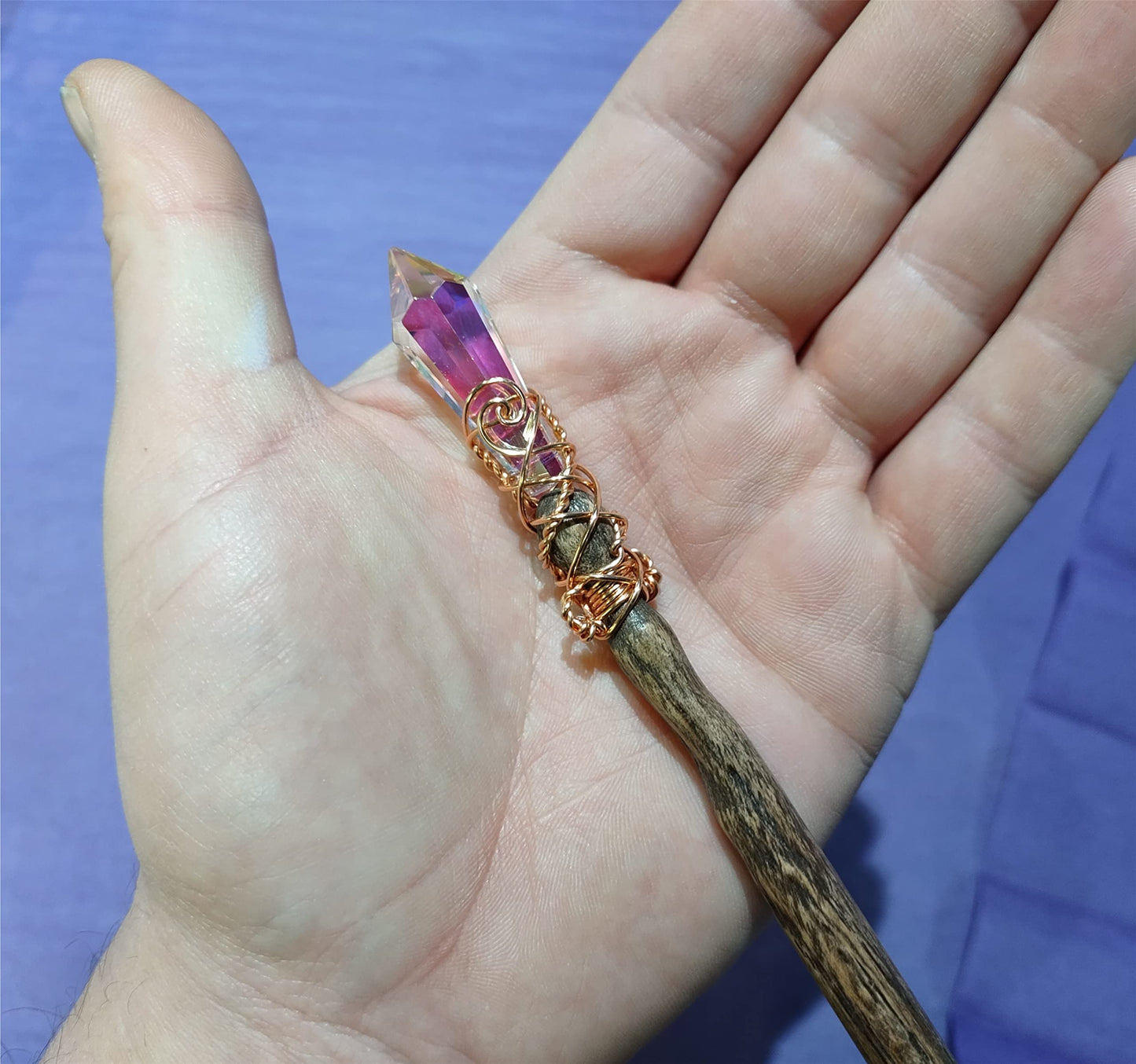 Merlin's Realm Rainbow Prism Oak Magic Wand - Small - Gold - Enchanting Oak Material