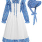 Rayekrot Girls Pioneer Costume Kids Floral Colonial Prairie Dress With Apron And Bonnet (7-8 Years)