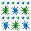 TONIFUL 18Pcs 22Inch Blue Green Large Explosion Star Mylar Balloons and 10Inch Four Pointed Star Balloons Set for Christmas New 