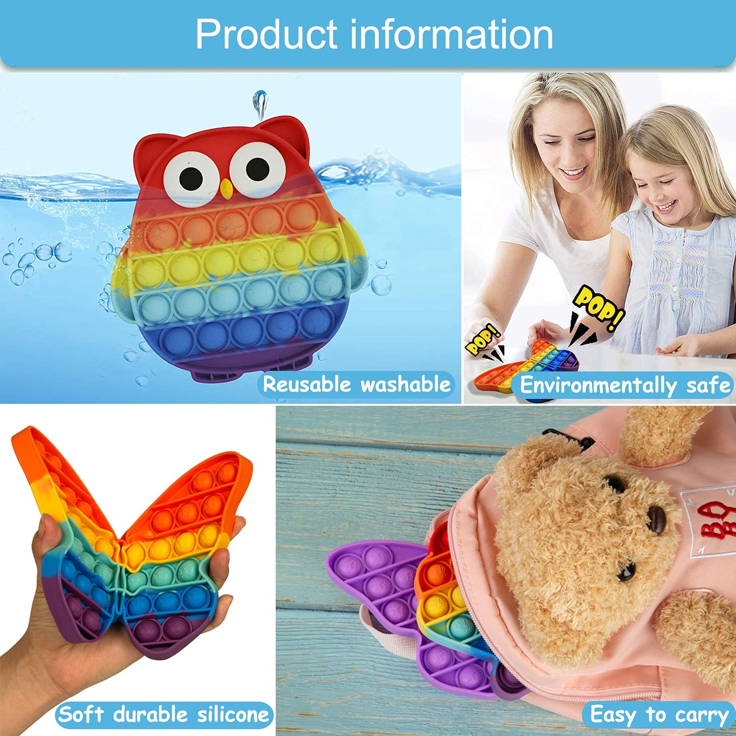 Aizixin Pop Bubble Sensory Fidget Toys, Squeeze Sensory Toys, Novelty Gifts For Boys And Girls, Stress Relief And Anti-Anxiety T