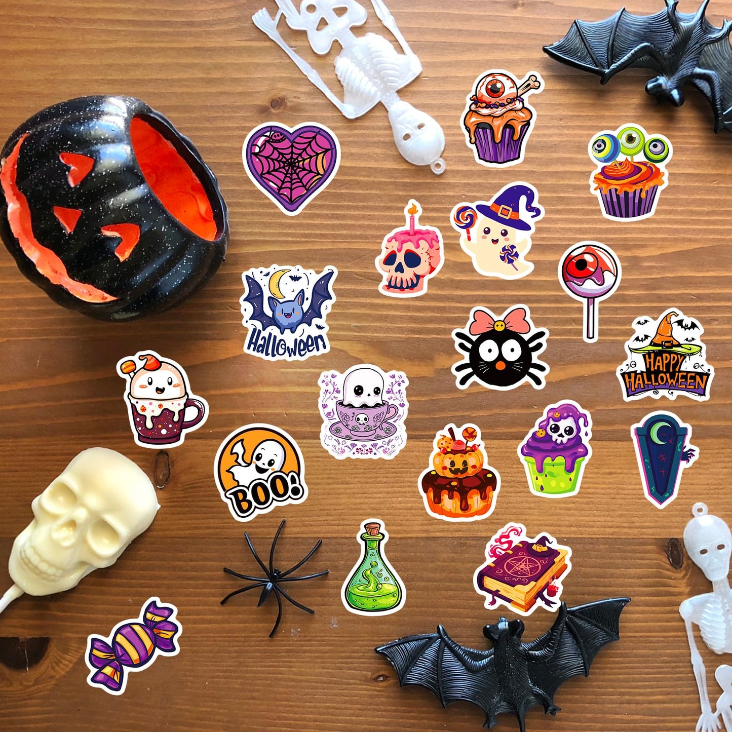 Xzentira, 100 Pcs Halloween Stickers For Kids Teens Adults, Halloween Cartoon Pumpkin Themed Stickers, Vinyl Waterproof Holiday