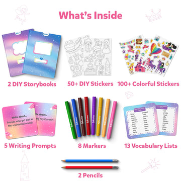 Skillmatics Storybook Art Kit - Unicorn & Princesses, Easter Basket Stuffers, Write & Create Fairytale Stories, Creative Activity For Girls & Boys, Gifts For Kids Ages 5, 6, 7, 8, 9, 10