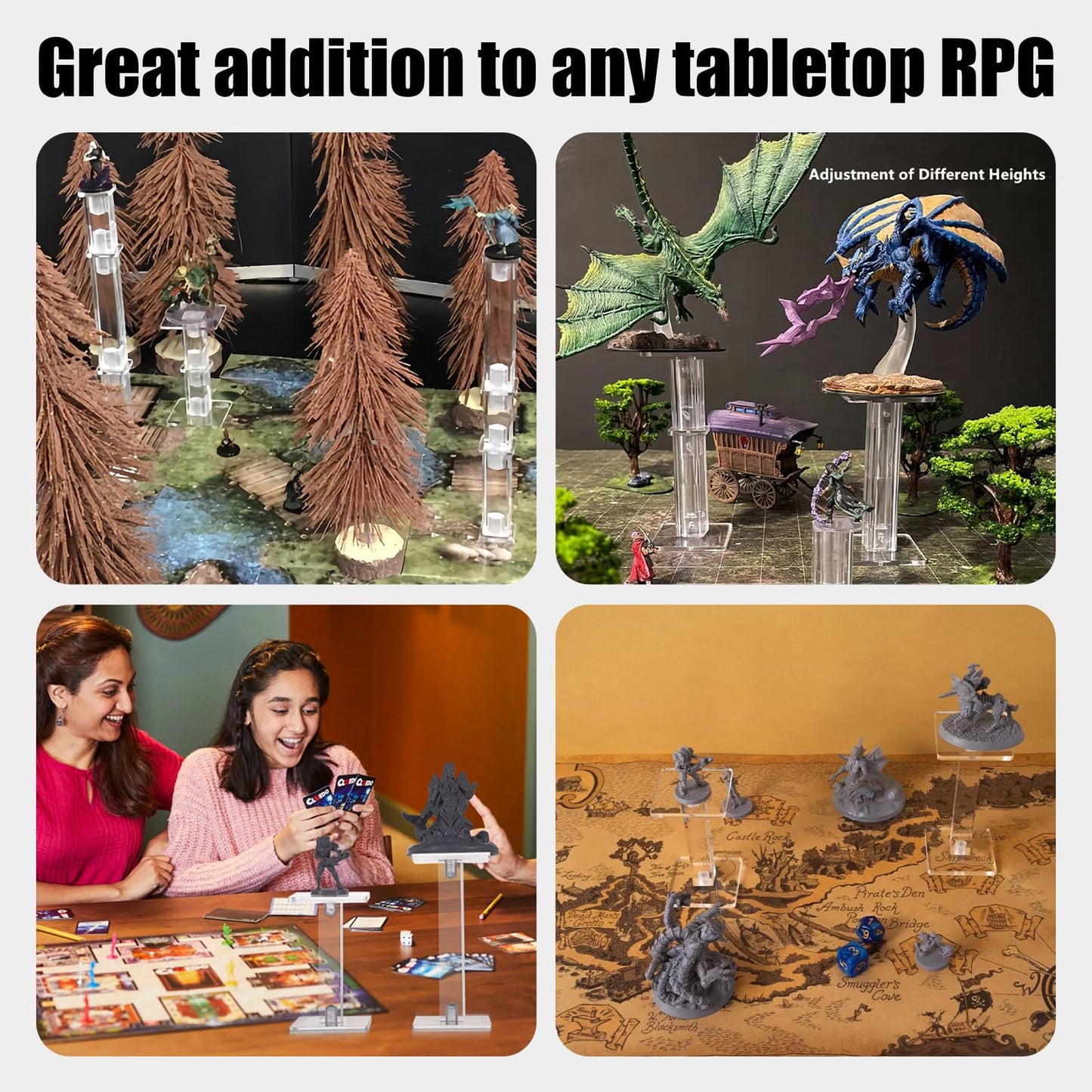 Kalami 2 Sets Flying Miniatures Combat Riser For Dnd With 2'' Base, 3D Single Flyer Riser For Tabletop Rpgs And Board Games