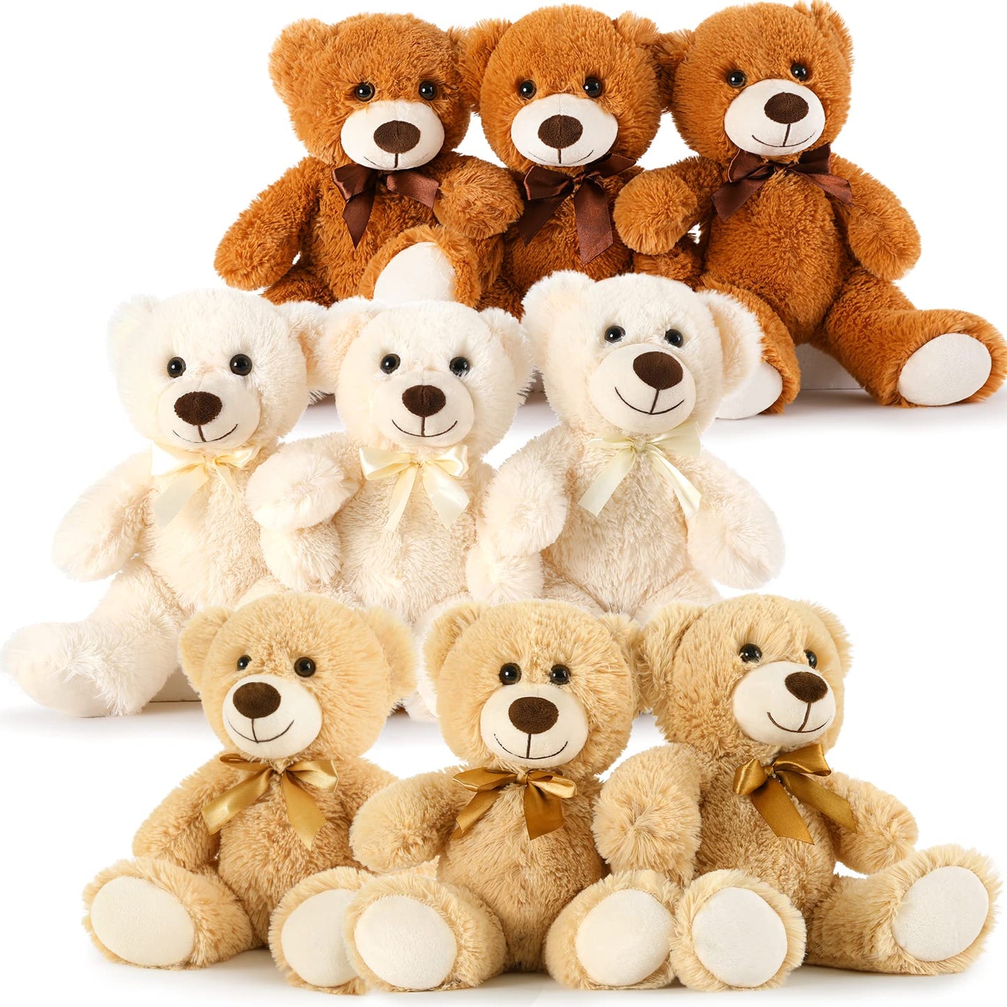 Maogolan Bulk Teddy Bears, 9 Packs Bulk Stuffed Animals, Small 13.8 Inch Plush Teddy Bear Toys Gift For Boys Girls Birthday Part