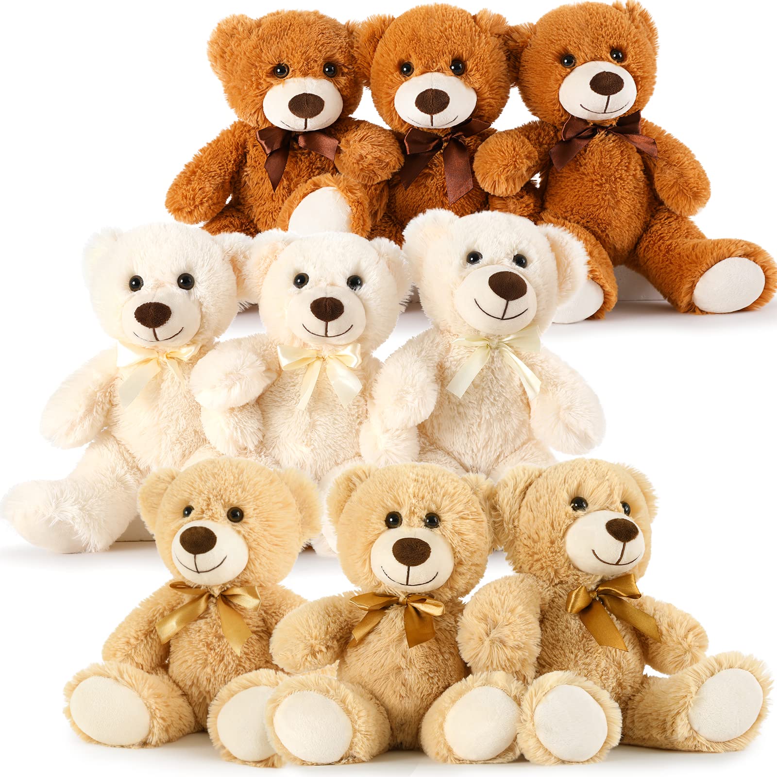 Maogolan Bulk Teddy Bears, 9 Packs Bulk Stuffed Animals, Small 13.8 Inch Plush Teddy Bear Toys Gift For Boys Girls Birthday Part
