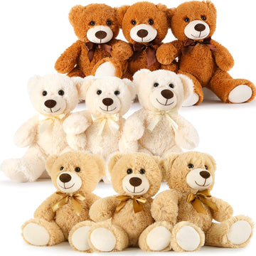 Maogolan Bulk Teddy Bears, 9 Packs Bulk Stuffed Animals, Small 13.8 Inch Plush Teddy Bear Toys Gift For Boys Girls Birthday Part