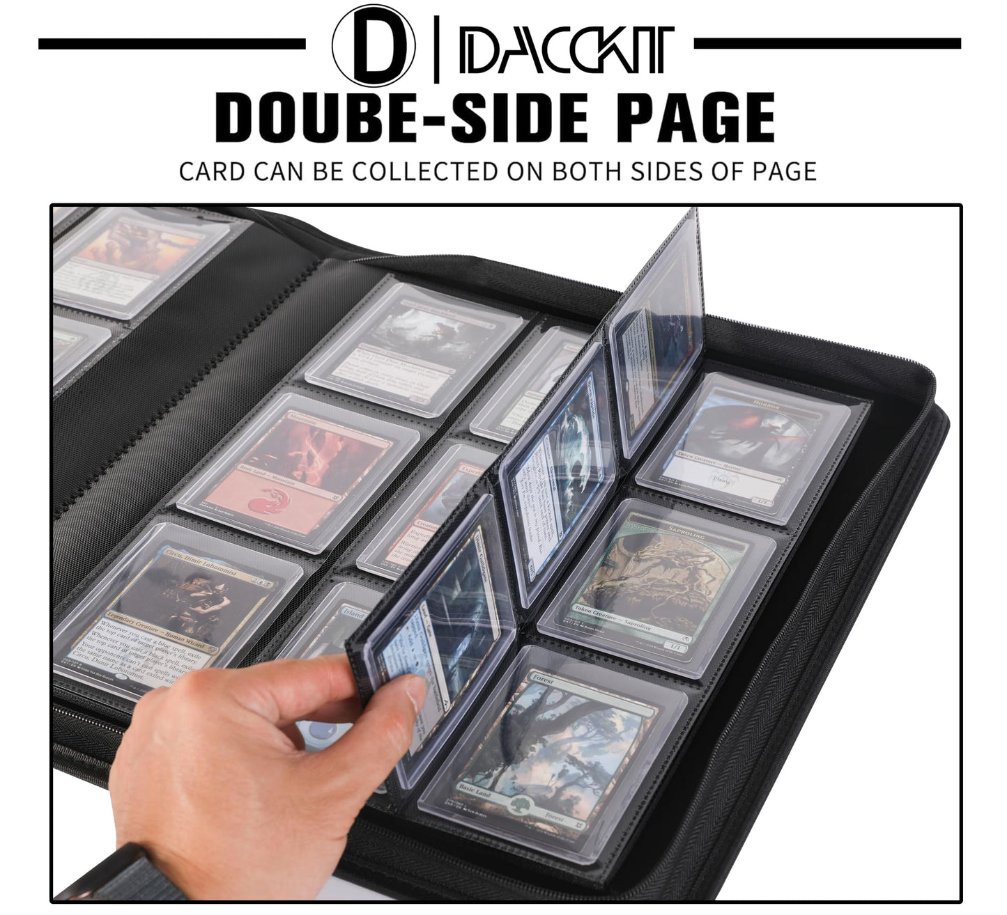 D DACCKIT Toploader Binder  Holds 288 Toploaders - 9 Pocket Top Loader Binder for 3 x 4 Rigid Card Holders for Trading Cards or Sports Cards - Model C Classic Navy Blue