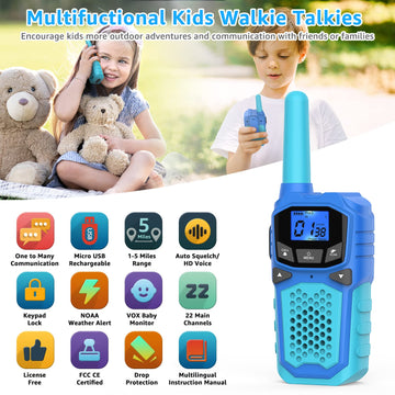 3 Walkie-Talkies For Kid, Outdoor Toys For Boys And Girls, Rechargeable Long Distance Walkie-Talkies, Suitable For Camping Hikin