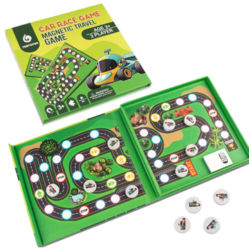 Magnetic Car Race Game For Kids 3-8 - Perfect Travel Toy For Toddlers - Fun Road Trip & Airplane Activity - Camping Game Essenti