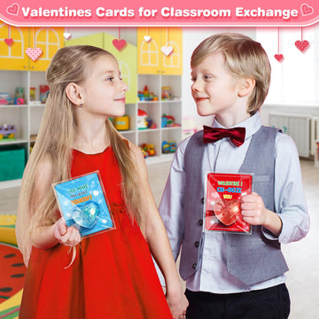 Valentines Day Gifts Cards For Kids, 24 Pack Heart Stress Balls With Greeting Cards, Stretchy Toy Balls Bulk Gift For Kids Class