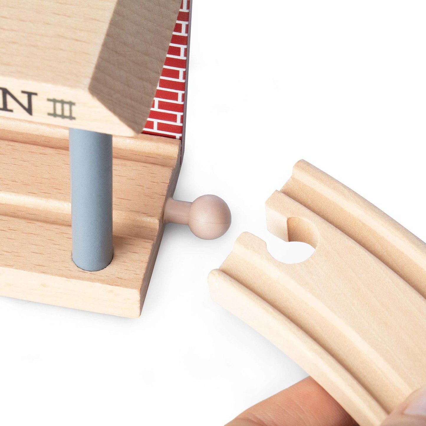 Wooden Train Track Mechanic & Station Service Building - Conductor Carl 2-in-1 Mechanic Service & Train Station for Customizing