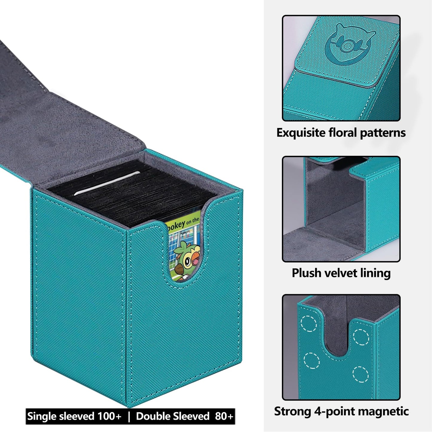 Artboutiq Trading Card Deck Box For Commander Deck Box With 2 Dividers, Card Storage Box Fits 100+ Single Sleeved Cards, Pu Leat