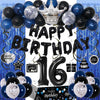 16Th Birthday Decorations For Boys, 73Pcs Blue Black Happy 16Th Birthday Balloons For Girls, 16 Years Old Bday Party Supplies Wi