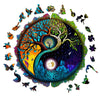 Wooden Puzzles for mature-themeds  Tree of Life Wooden Jigsaw Puzzles for mature-themeds  Wood Puzzles mature-themed  Unique Shape Wood Cut Puzzles  Birthday Gifts for Family Friend (M 11.4 * 11.4in-200 pcs)
