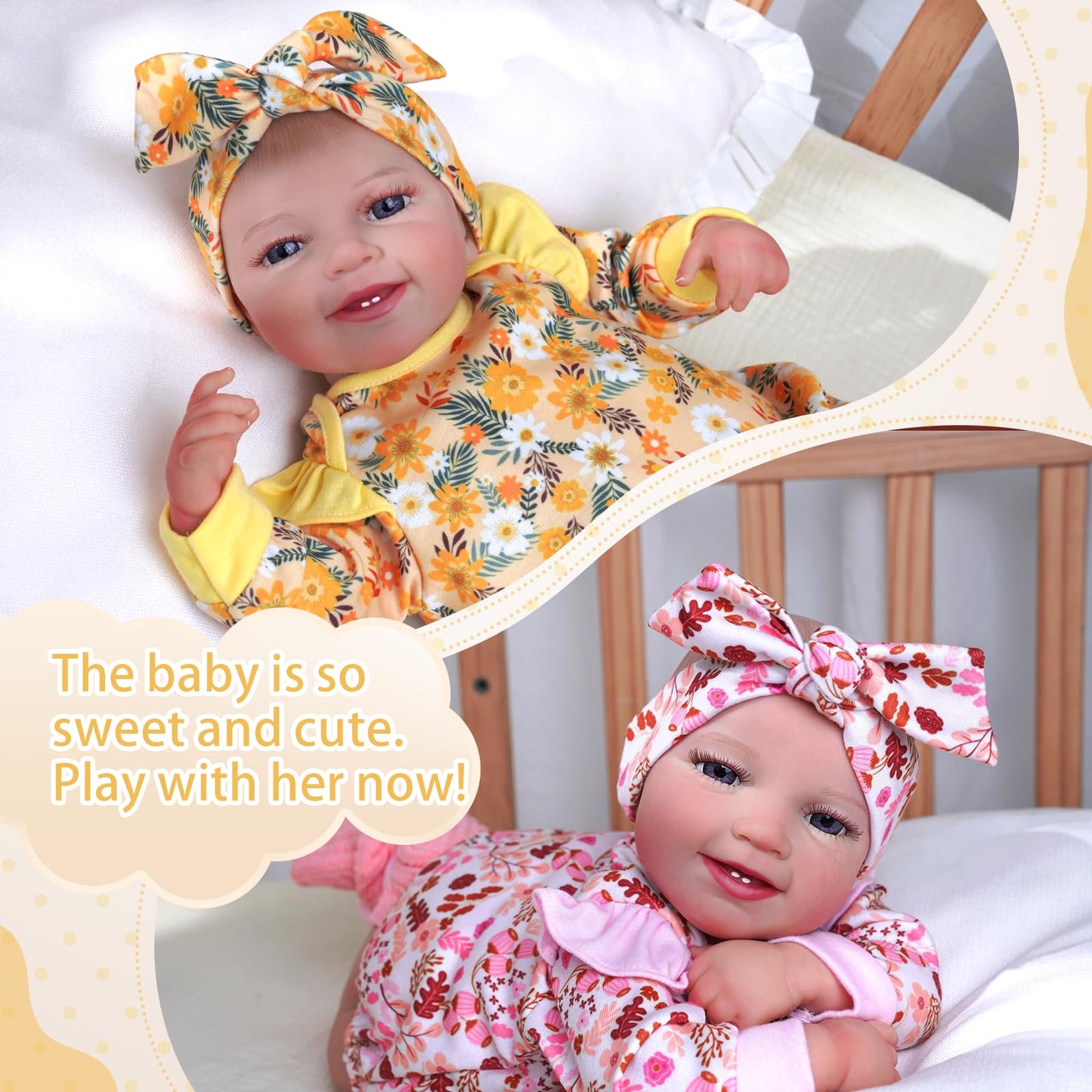 Babeside Lifelike Reborn Baby Dolls Twins - 20 - Inch Sweet Smile Realistic-Newborn Baby Dolls Soft Body Real Life Baby Doll Gir
