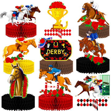 umoni 14pcs Derby Horsing Honeycomb Centerpieces Derby Horse Decorations Horse Racing Game Party Supplies Derby Party Table Deco