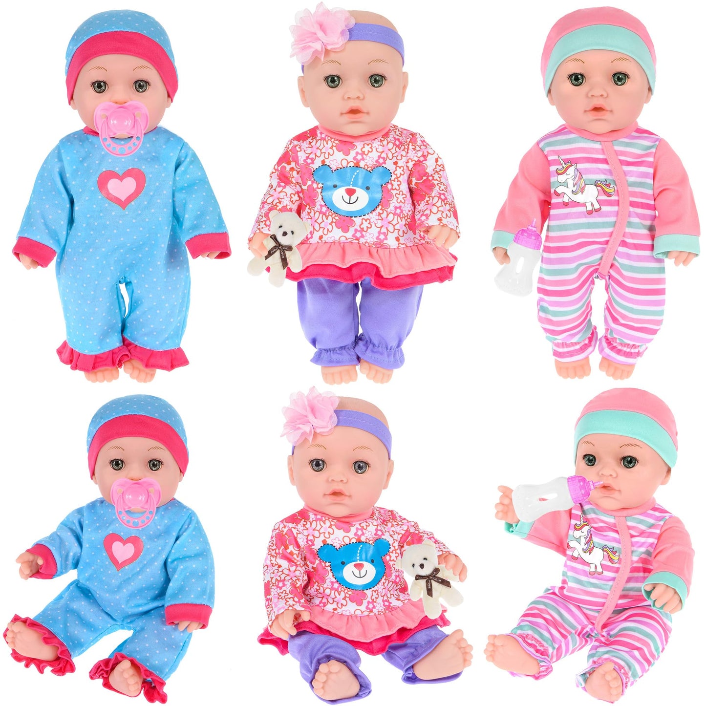 ebuddy 12 inch Baby Doll and Accessories-Reborn Baby Dolls Real Life Baby Dolls with 3 Sets Clothes,Backpack,Pacifier, Bottle