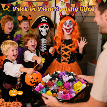 48PCS Halloween Mochi Squishy Toys for Kids  Halloween Fidget Toys Bulk  Mochis Squishies for Basket Goodie Bags Stuffers  Trick or Treat  Gifts  Boys  Girls  Classroom Party Favors  Treasure Box