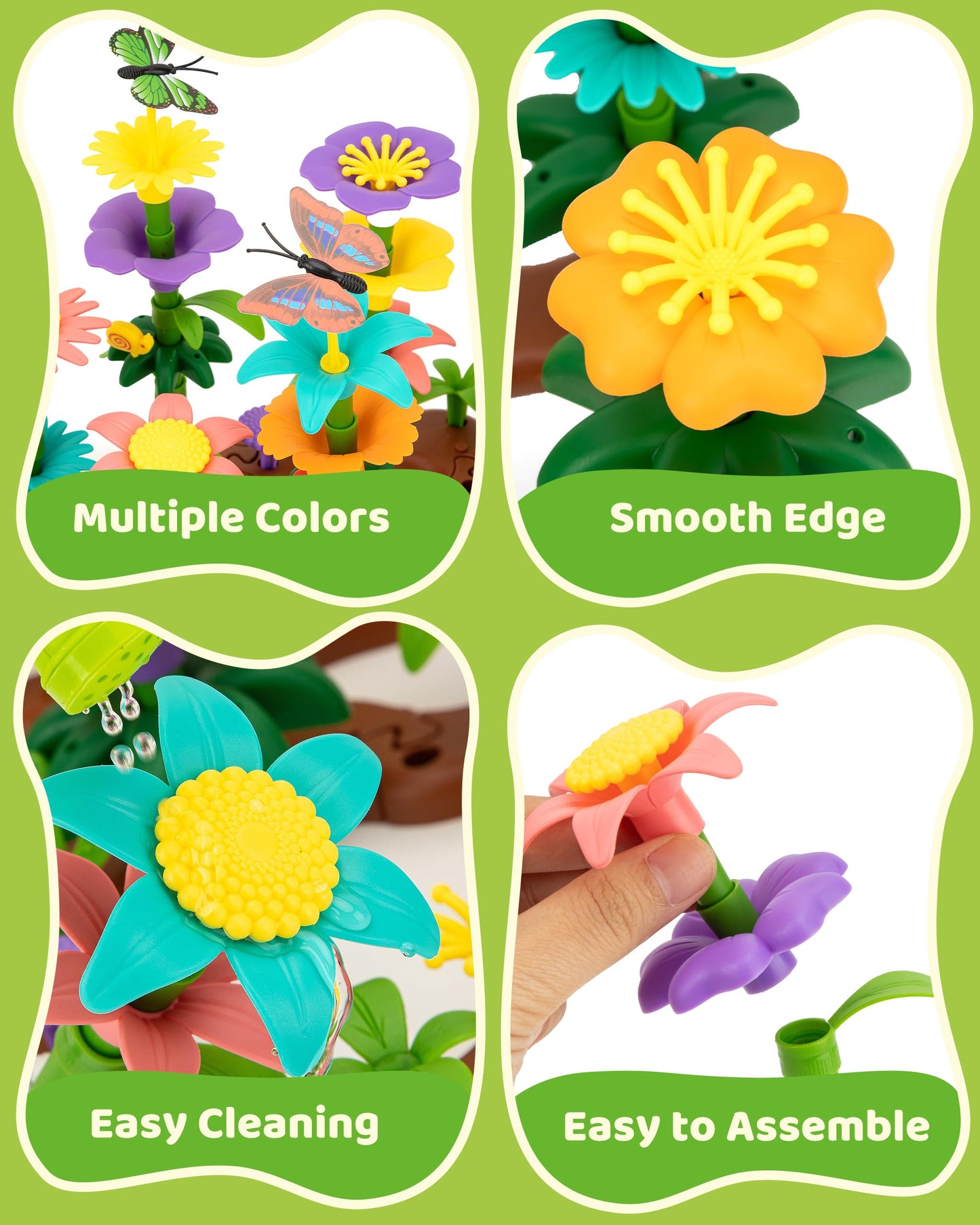 Funsland Flower Garden Building Toys For Girls: 322 Pcs Kids Gardening Kit Set Gifts For 3 4 5 6 7 Year Old Toddler