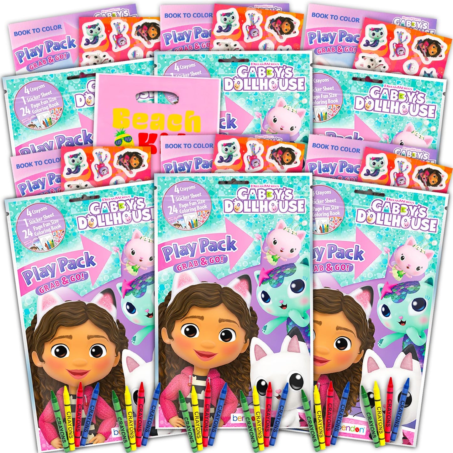 DreamWorks Gabbys Dollhouse Play Pack Party Favors - Bundle with 6 Gabbys Dollhouse Treat Bags with Coloring Book, Coloring Ut