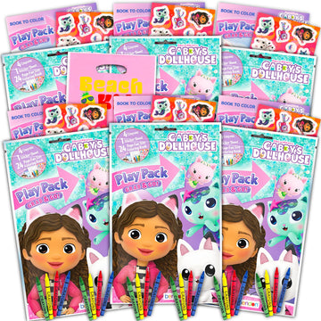 DreamWorks Gabbys Dollhouse Play Pack Party Favors - Bundle with 6 Gabbys Dollhouse Treat Bags with Coloring Book, Coloring Ut