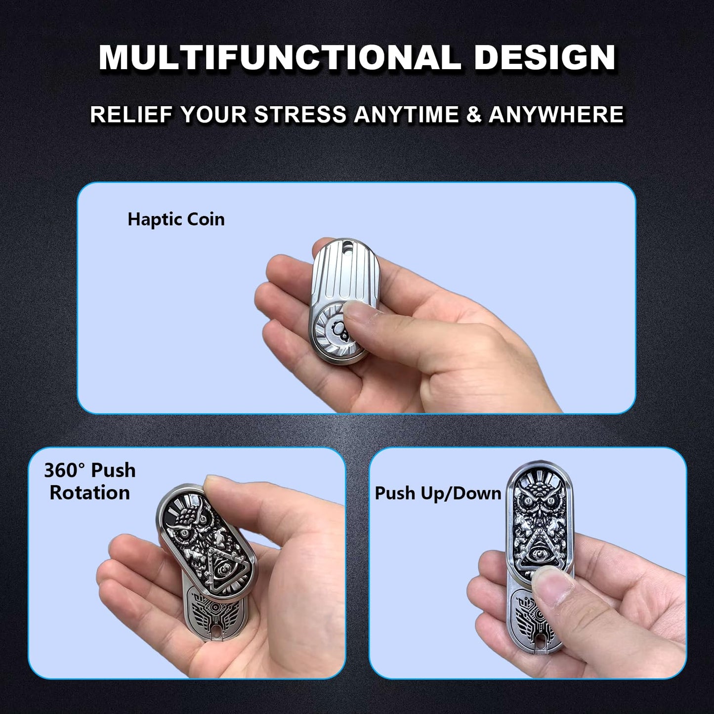 Hidedc Rotation Fidget Slider, Metal Fidget Toys Adults Haptic Coin Infinite Rotation Push, Edc Fidget Toys Sensory Toy For Adul