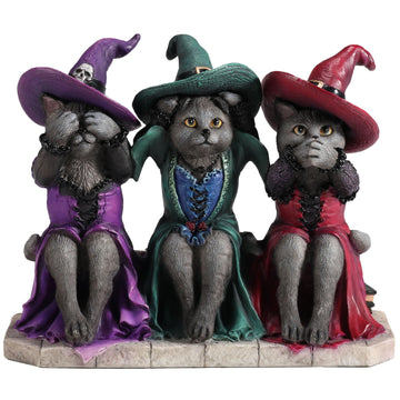 Veronese Design 4 7/8 Inch See No Evil Hear No Evil Speak No Evil Witch Blue Cats Resin Animal Collectible Figurine