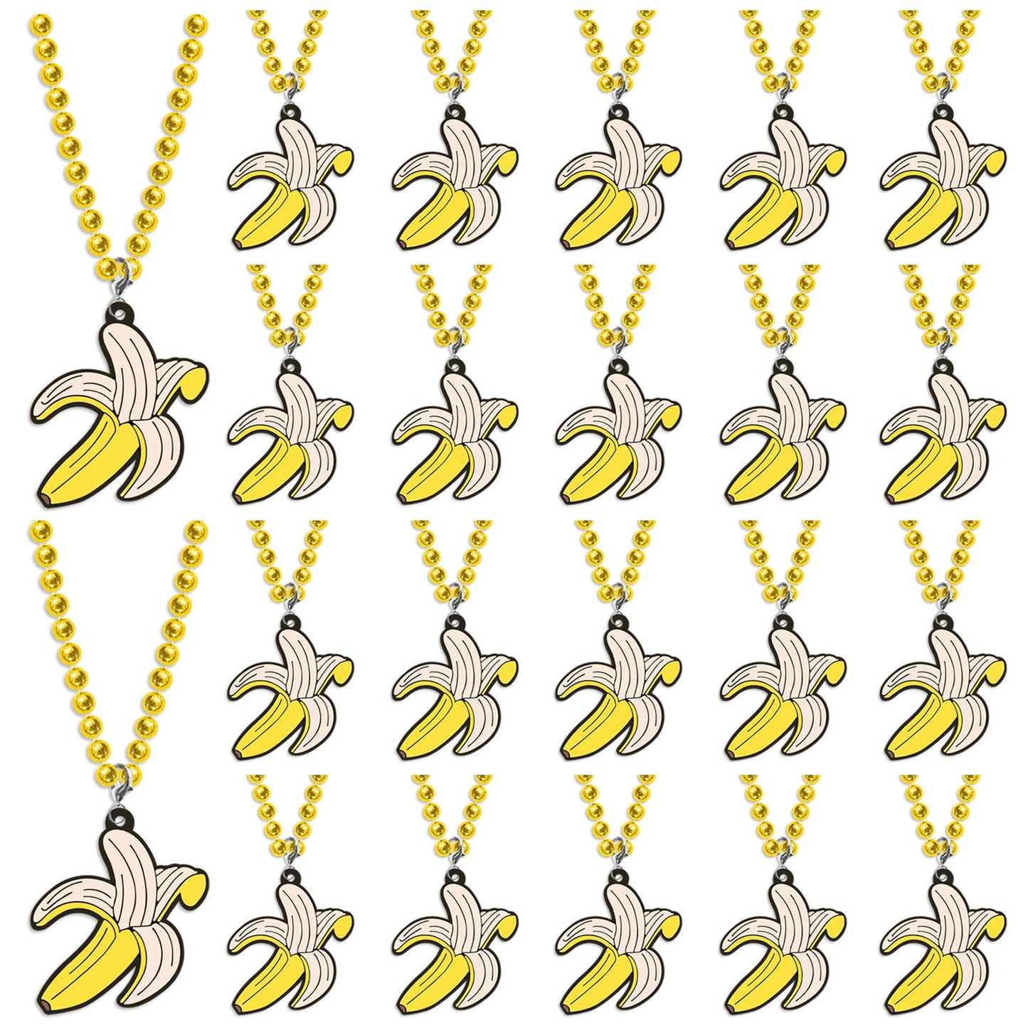 KeeStar 24 Pack Banana Necklace Party Favors for Fruit Themed Baby Shower, Birthday Party Goodie Bag Fillers,School Carnival Rew
