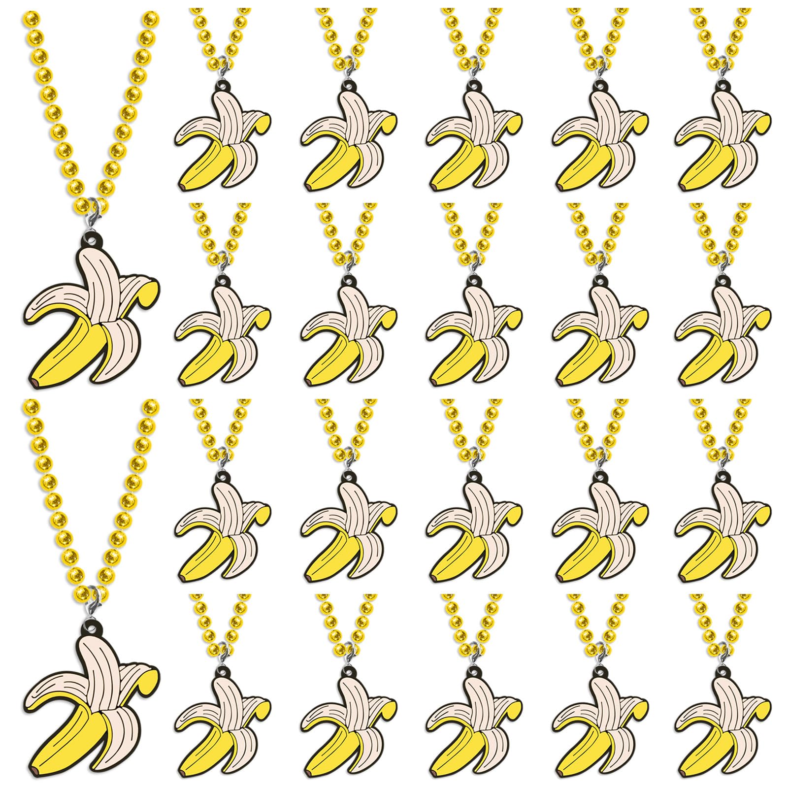 KeeStar 24 Pack Banana Necklace Party Favors for Fruit Themed Baby Shower, Birthday Party Goodie Bag Fillers,School Carnival Rew