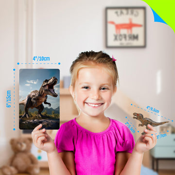 12 Pcs Dinosaur Figurines With 12 Introducing Flashcards, Portable Dinosaur Figurines Montessori Toys Science Educational Matching Game For Homeschool Preschool Toddler Kids