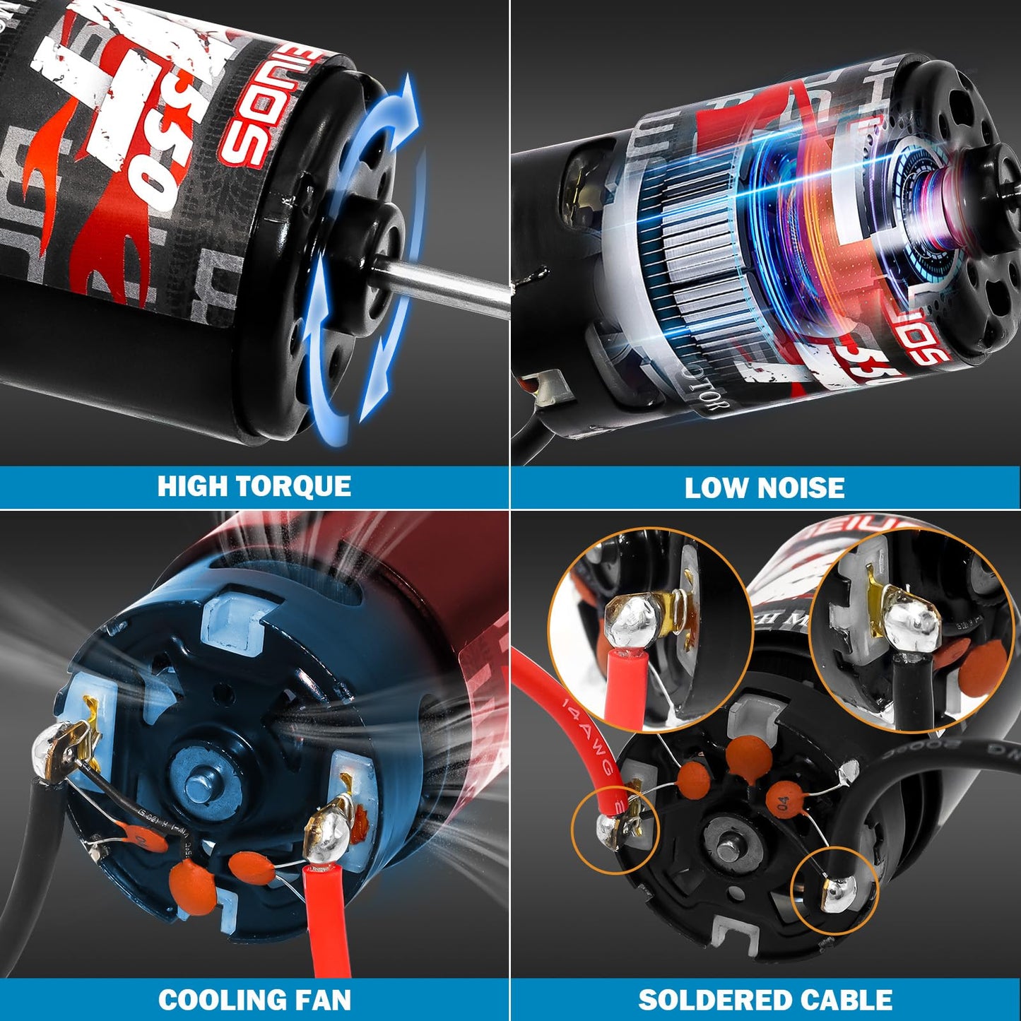 Woaeiuos 550 Brushed Motor 21T & Heatsink Combo For 1/10 Rc Truck Car Traxxas 1/10 Slash Redcat Arrma Axial Hsp Hpi Wltoys Kyosh