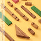 SainSmart Jr. Wooden Log Cabin Building Toy Set, 300 PCS STEM Kit for Toddlers, Brown, Model 20-353