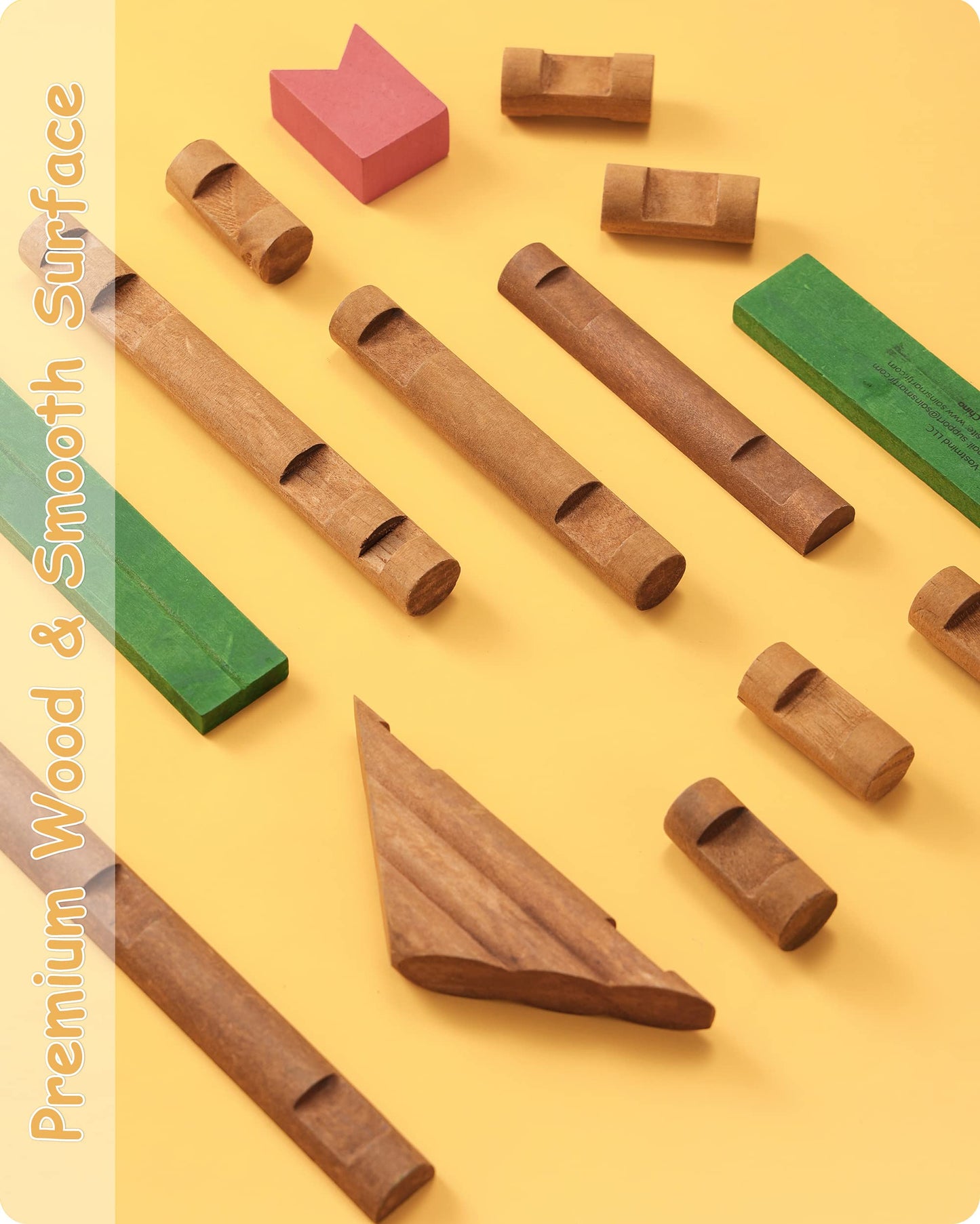 SainSmart Jr. Wooden Log Cabin Building Toy Set, 300 PCS STEM Kit for Toddlers, Brown, Model 20-353