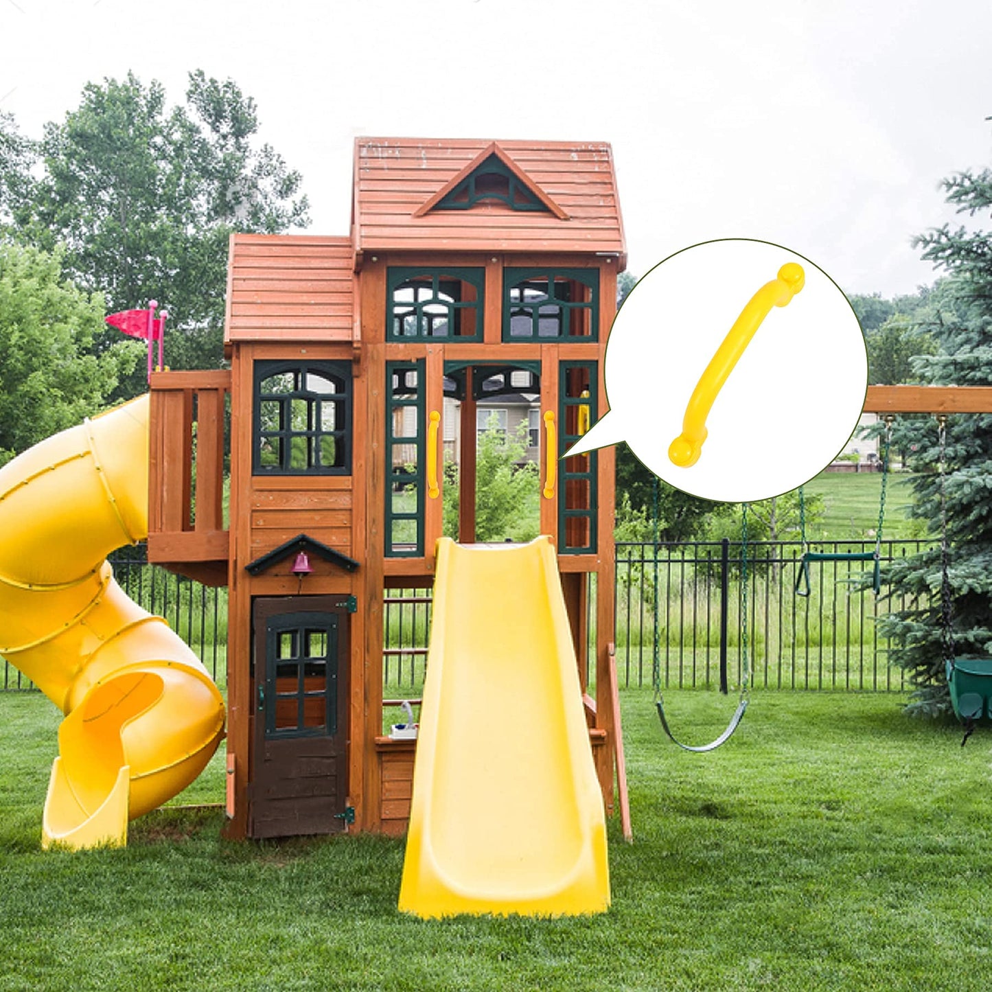 Redswing Playground Accessories For Kids, Outdoor Swingset Attachments With Pirate Ship Wheel, Toy Telescope, Telephone And Safe
