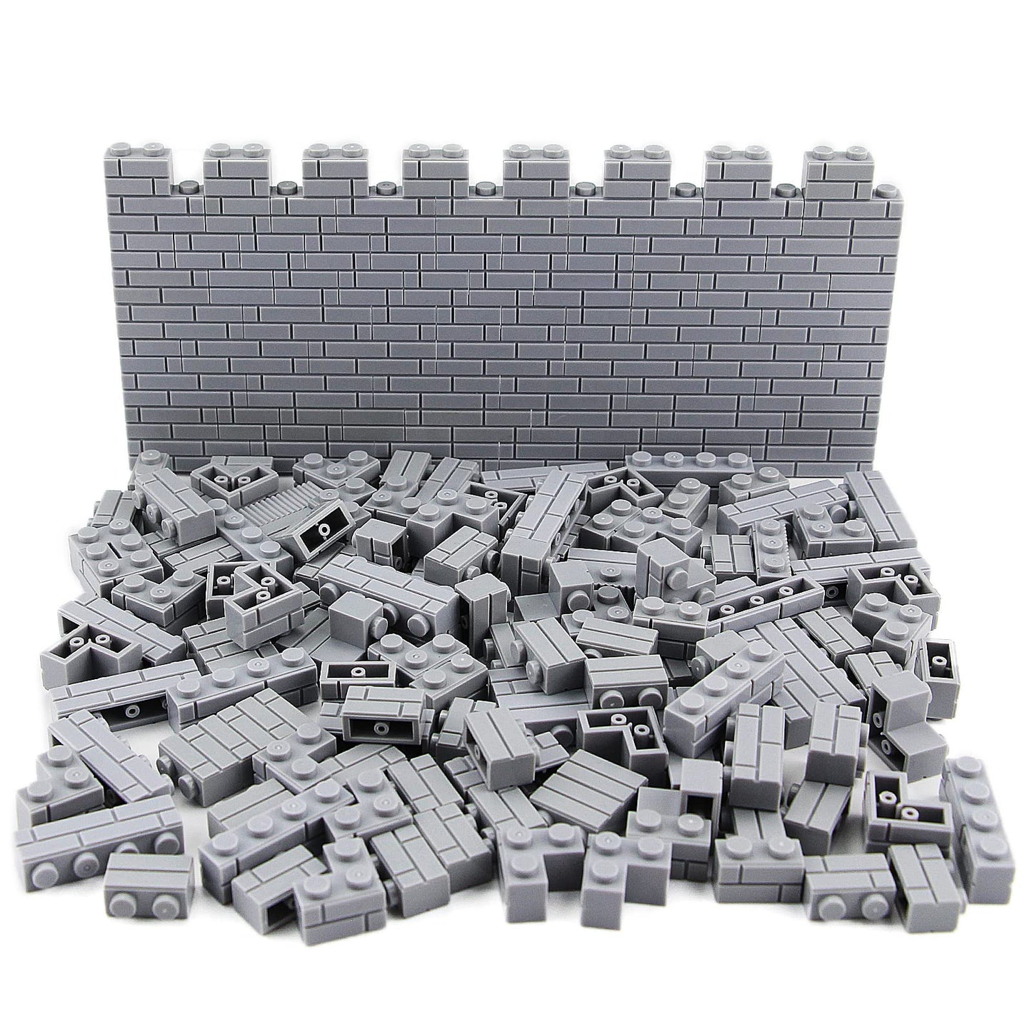 Feleph 260 Pieces Masonry Profile Bricks Set Building Blocks For Wall Parts And Pieces Diverse Bulk Toy Kit Compatible With Major Brands (Gray)