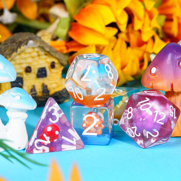 UDIXI 7-Die Mushroom D&D Dice Set, Resin DND Dice Set RPG Polyhedral Dice for Dungeons and Dragons Role Playing Games and Other