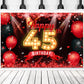 Happy 45Th Birthday Banner Backdrop Red And Black 45 Years Old Background Bday Decorations For Women Men Photography Party Supplies Glitter